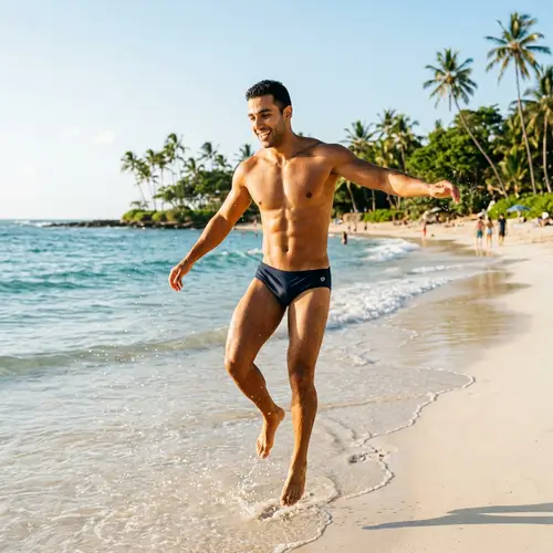 Middle-Eastern Man Muscles on Tropical Beach | Vigor & Vitality