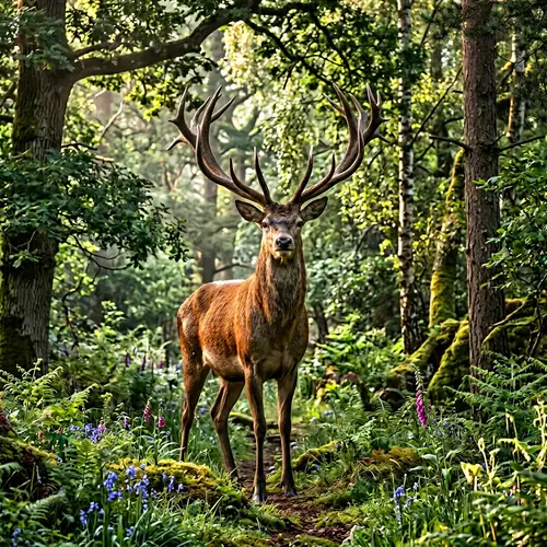 Majestic Tall Deer in Tranquil Forest | Wildlife Scene