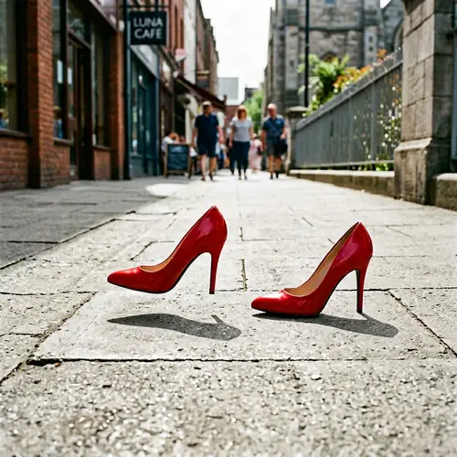 Animated Red High Heel Shoes Striding Confidently
