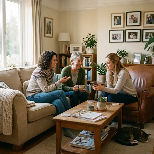 Women Relaxing in a Cozy Living Room