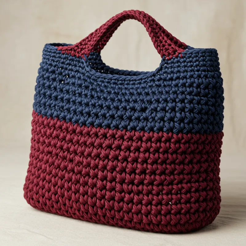 Navy and Wine Crochet Bag Creation