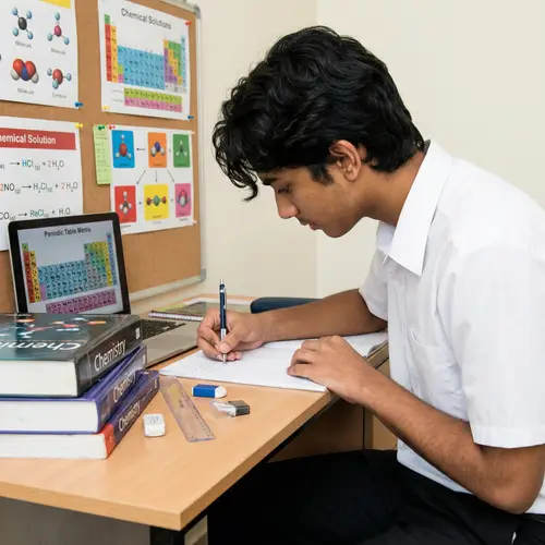 Diligent South Asian High School Student Studying Chemistry
