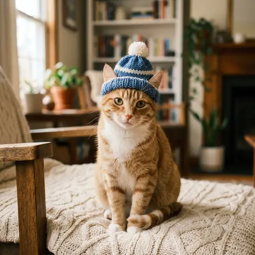 Adorable Cat Wearing Hat - Cute Feline Fashion