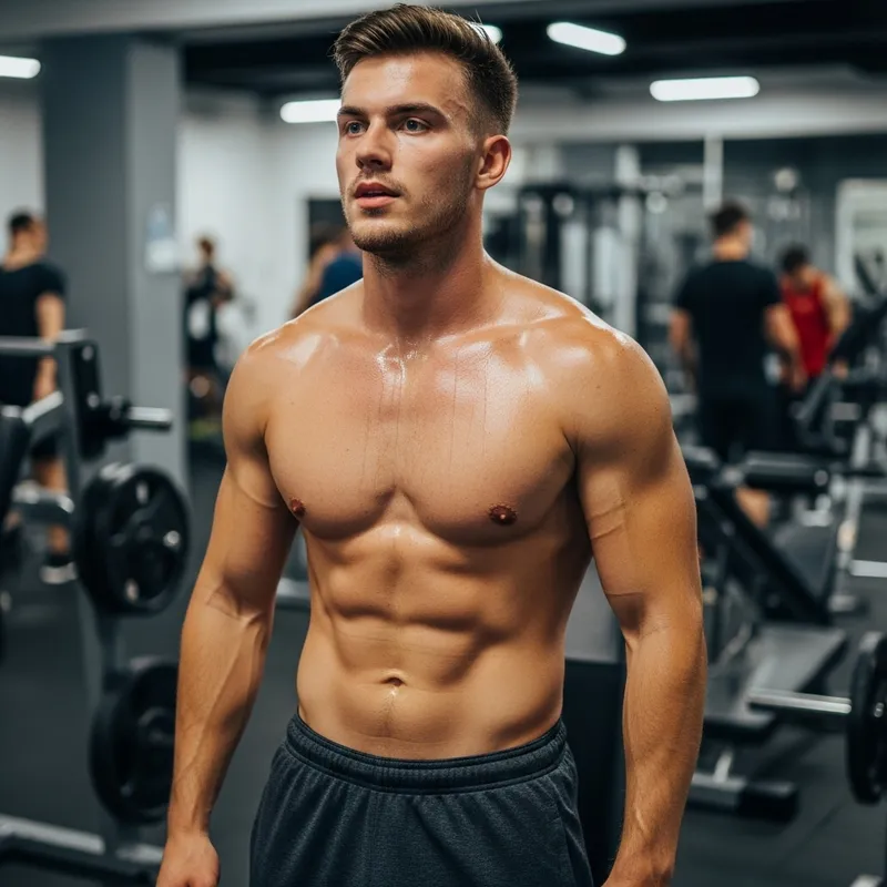 Relaxed Shirtless Gym Photo