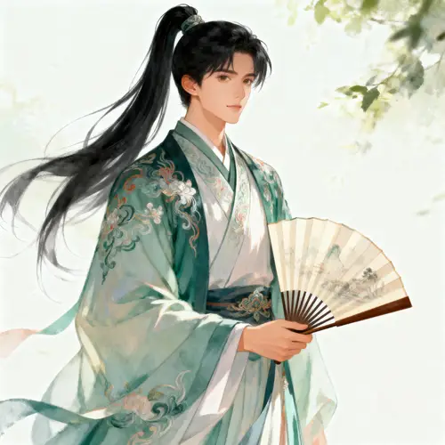 Elegant Young Man in Traditional Chinese Hanfu