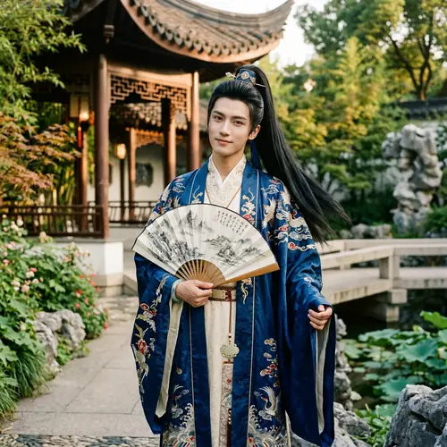 Elegant Young Man in Traditional Chinese Hanfu