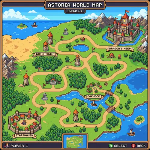 Explore Our Retro Pixel Art Adventure Map