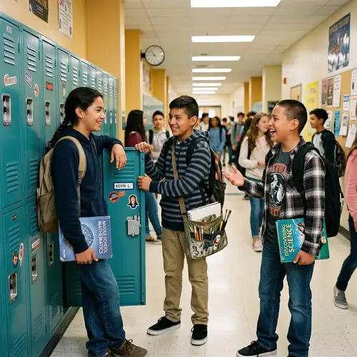 Native American Middle School Boys Enjoying School Life