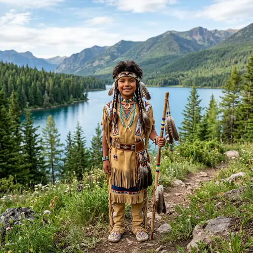 Native American Boy in Traditional Attire