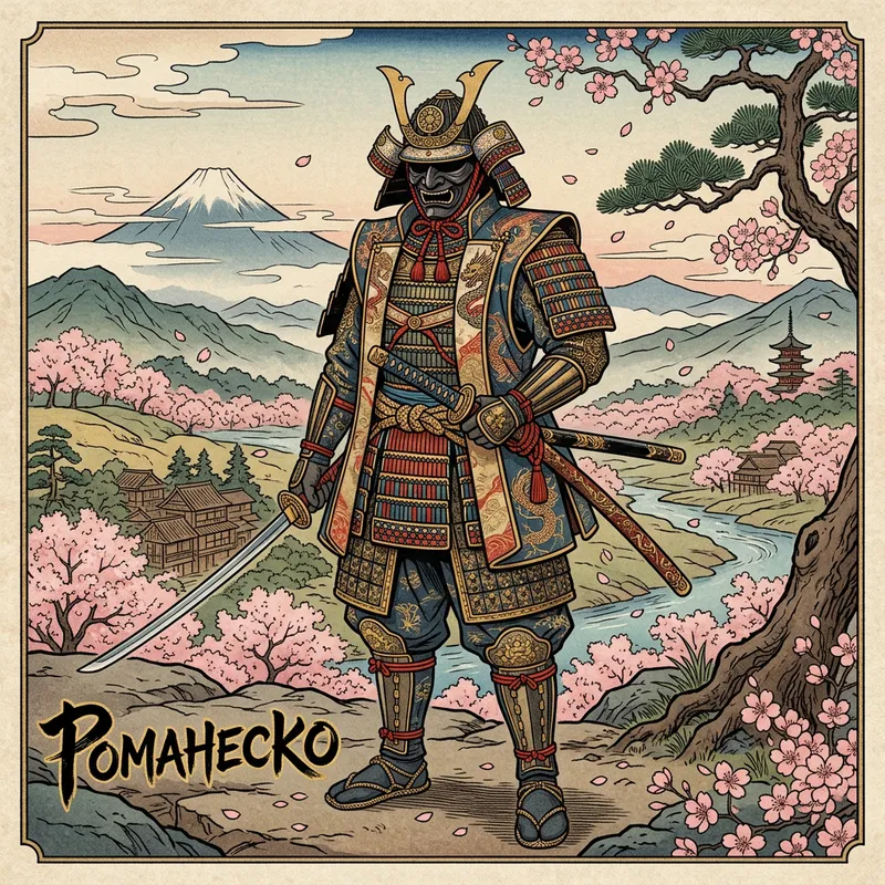 Super-Detailed Samurai Warrior in Traditional Japanese Attire