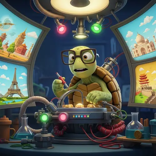 Scientific Turtle Builds Time Machine Adventure