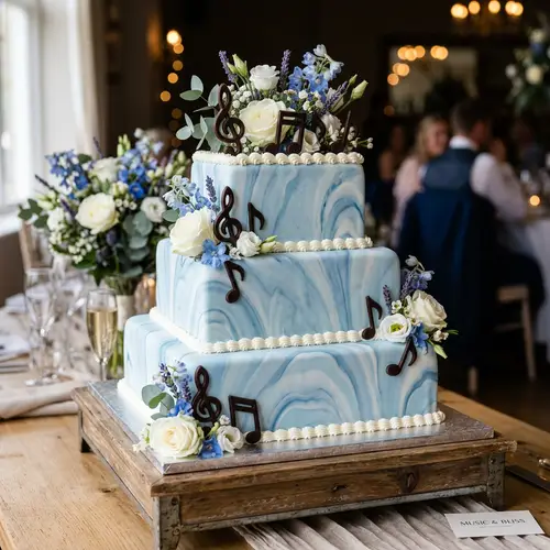 Elegant Three Tier Cake with Marbled Fondant