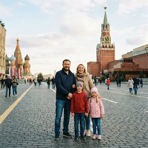 Family Portrait in Front of The Spasskaya Tower, Moscow