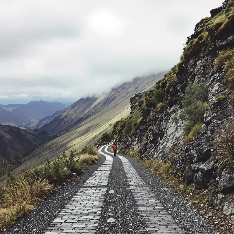 Realistic Andean Single-Lane Paved Road in Peru