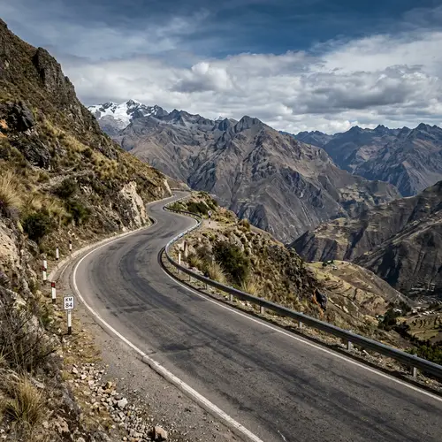 Realistic Andean Single-Lane Paved Road in Peru