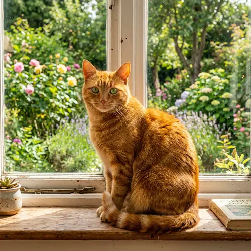 Bright Orange Cat with Green Eyes | Relaxation and Alertness