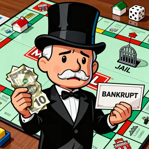 Monopoly Character Bankrupt: Losing $10 & Jail