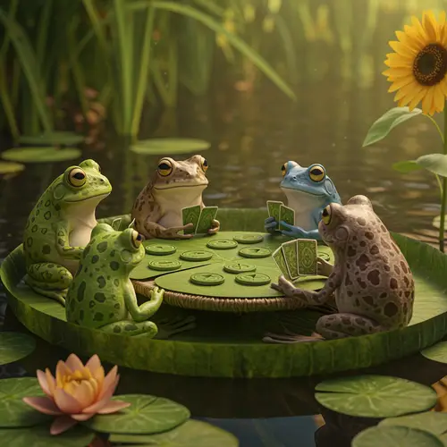 Frogs Playing Bored Game - Fun & Quirky!