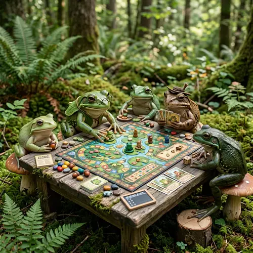 Frogs Playing Bored Game - Fun & Quirky!