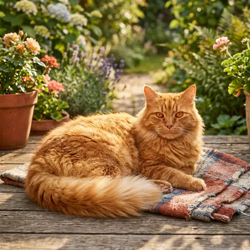 Striking Orange Tomcat with Fluffy Tail