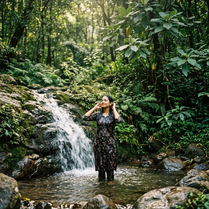 Serene Waterfall in Baridal Forest | Arisha Razi's Moment of Peace