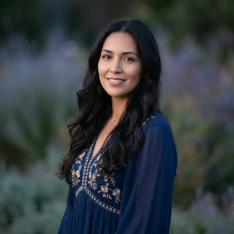 Tranquil Beauty: Enchanting Hispanic Woman with Dark Hair