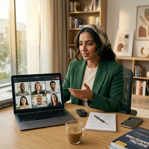 Professional Middle-Eastern Social Media Manager Virtual Meeting