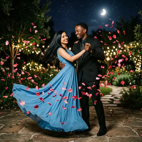 Expressive Display of Love in Motion | Dancing Figures in Moonlight