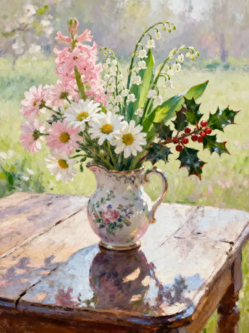 April, May, December Birth Flowers Still Life Art