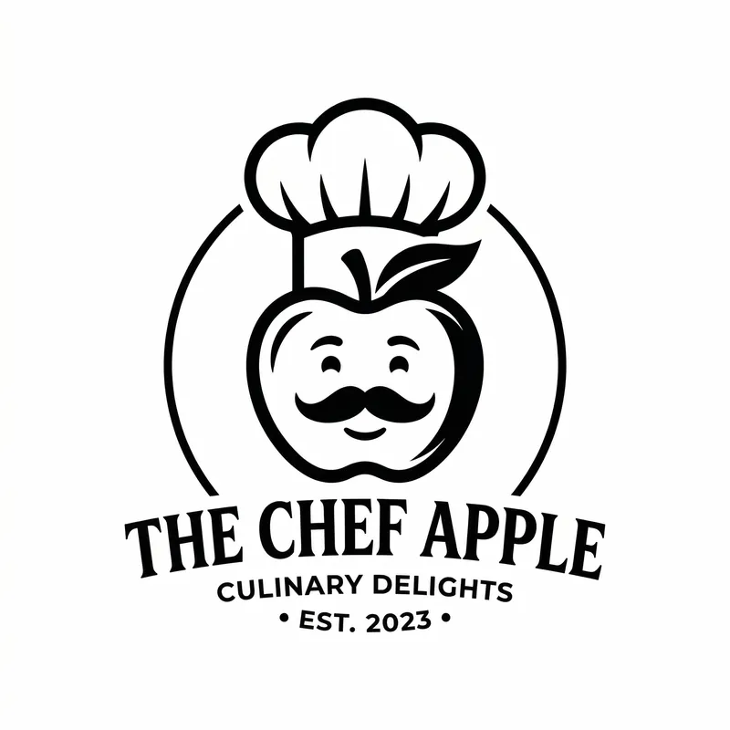 Black and White Chef Apple Logo
