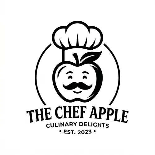 Black and White Chef Apple Logo