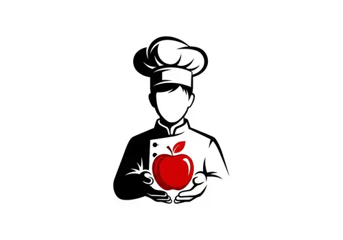 Black and White Chef Apple Logo
