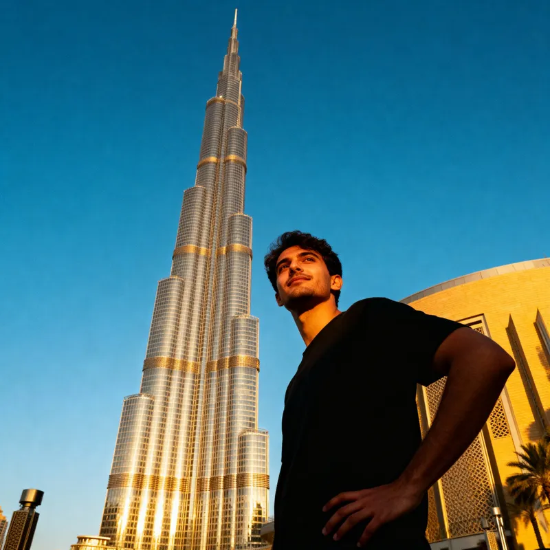 Person Standing Before Burj Khalifa - AI Image