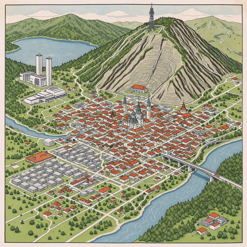 Isometric Map of a Retro Eastern European Town