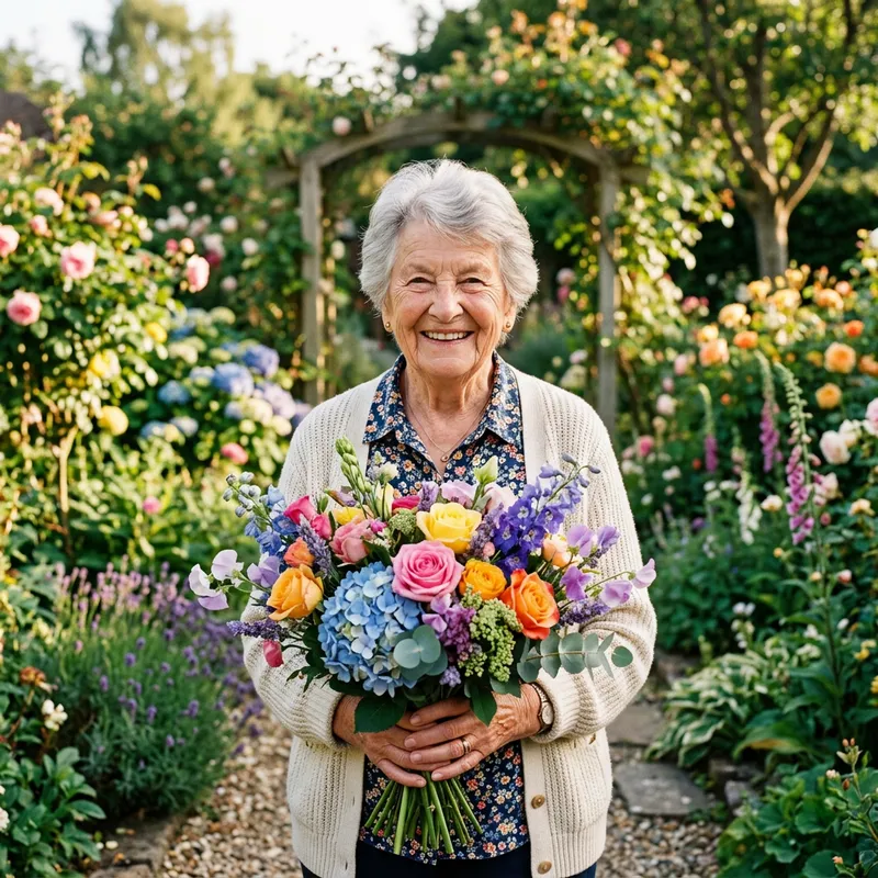 Grandma's Joy: A Bouquet of Colorful Flowers