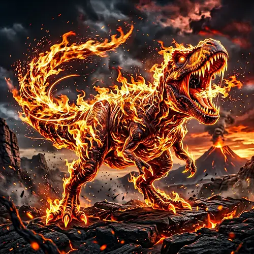 Majestic Flame Dinosaur - Powerful and Dynamic Imagery