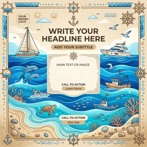 Marine Theme Graphics Template | Beige & Blue Colors