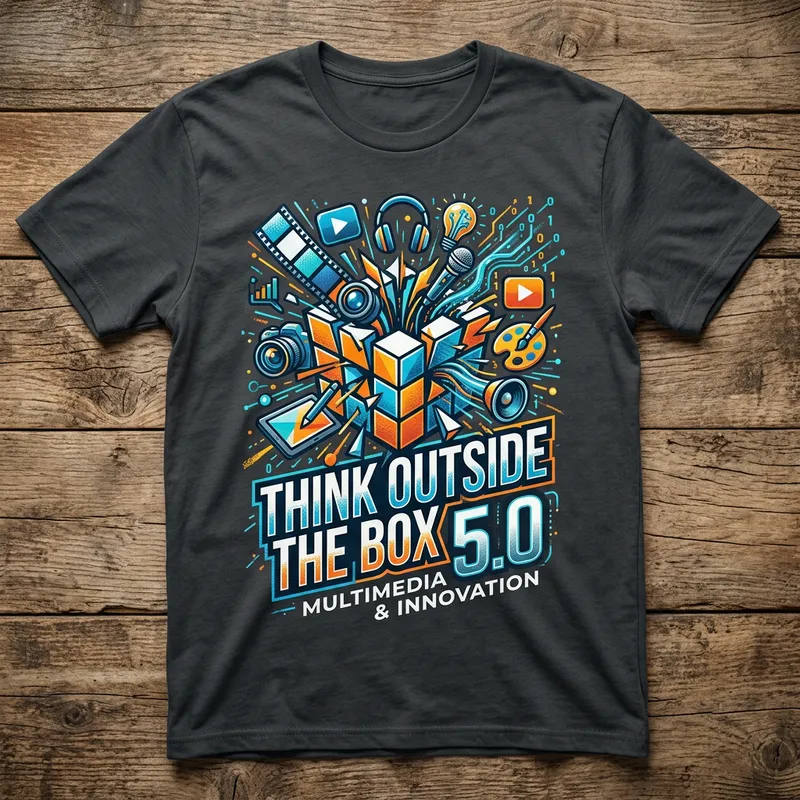 Think Outside the Box 5.0 Multimedia T-Shirt Design