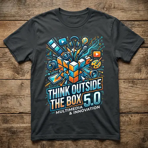 Think Outside the Box 5.0 Multimedia T-Shirt Design