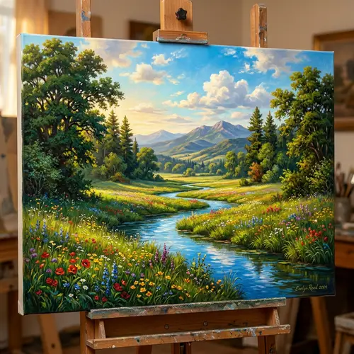 Vibrant Nature Landscape Painting | Realistic Detail
