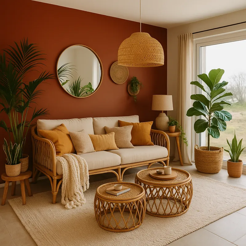 Cozy Bohemian Living Room Style with Plants