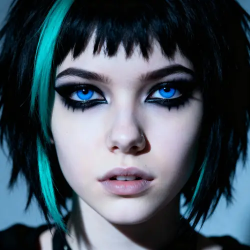 Emo/Gothic Teen Girl with Choppy Black Hair