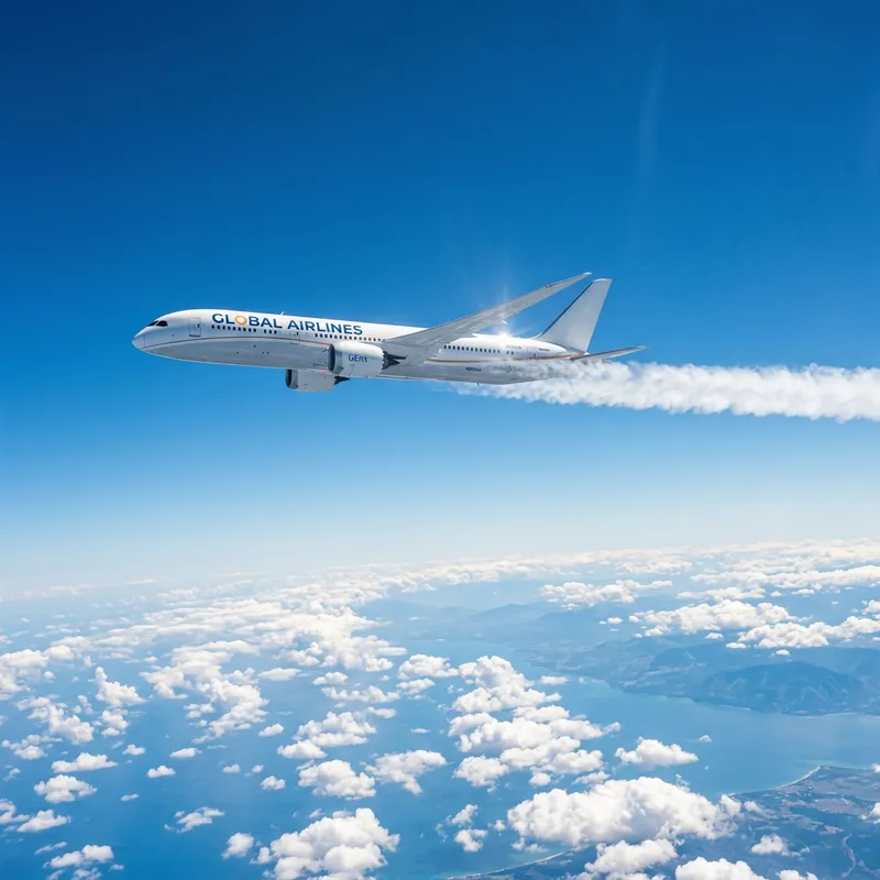 Aeroplane Flying in Blue Sky: A Stunning View Aeroplane Flying in Blue Sky: A Stunning View