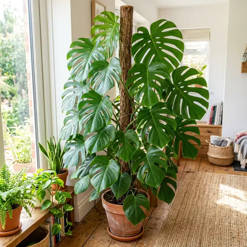 Vibrant Monstera Plant | Vertical Display of Lush Green Foliage