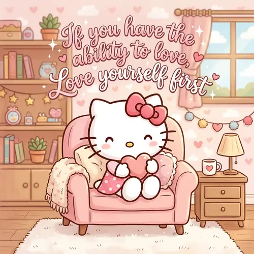 Cute Hello Kitty Image - Love Yourself First