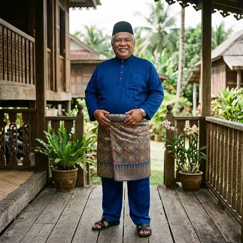 Malaysian Traditional Attire for Men | 55-Year-Old Male in Baju Melayu