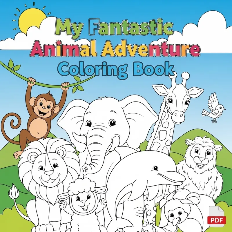 Coloring Book PDF for Kids: 10 Animal Drawings