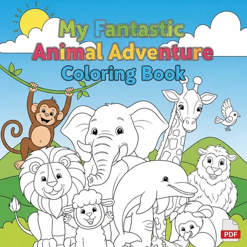 Coloring Book PDF for Kids: 10 Animal Drawings