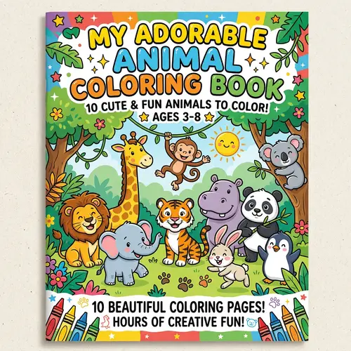 Coloring Book PDF for Kids: 10 Animal Drawings