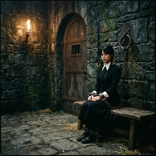 Wednesday Adams Family in Dungeon | Detailed Photo